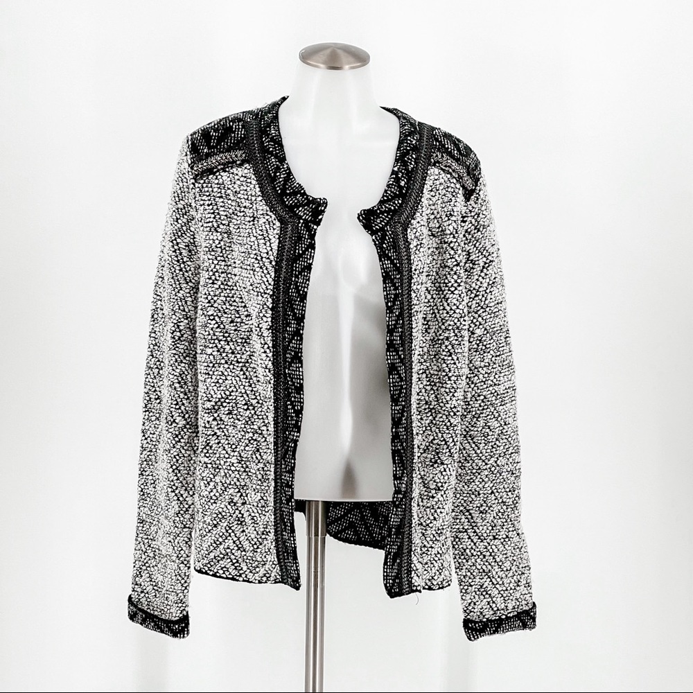 Chico’s black/white cardigan wool blend